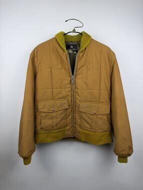 Vintage 60’s Golden Fleece Bomber Jacket Brown Pockets Quilted Zip Bomber USA XL